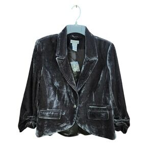 Monroe & Main Velvet Blazer Fitted Jacket Womens Size 12 Gray Career NWOT